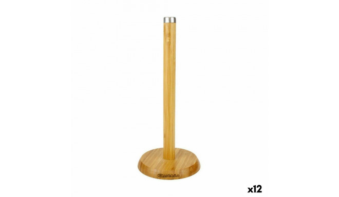Kitchen Paper holder Quttin Brown Bamboo Silver 16 x 16 x 33,5 cm (12 Units)