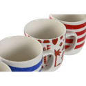 Krūze Home ESPRIT Zils Sarkans Porcelāns Boho 380 ml (4 gb.)