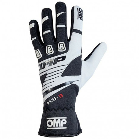 Karting Gloves OMP KS-3 Valge/Must Must/Valge XXS