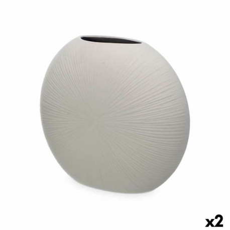 Vase Gift Decor 40/36-CZ 40/36-CZ Grey Ceramic Circular 36 x 34 x 16 cm (2 Units)