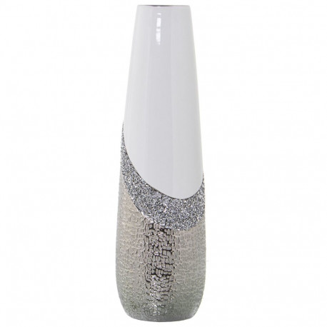 Vaas Alexandra House Living Valge Hõbedane Keraamiline Läikiv 13 x 13 x 45 cm
