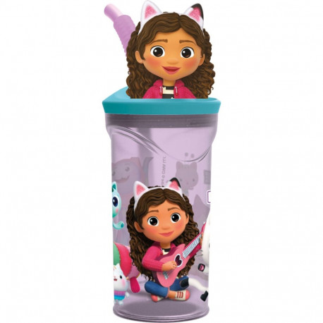 Glāzi ar Salmiņu Gabby's Dollhouse Party Gaiši Rozā PVC 360 ml