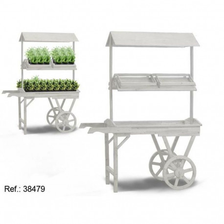 Flowerpot Standt with Wheels Ibergarden WA15379-1 WA15379-1 White Fir wood 130 x 178 x 70 cm