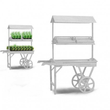 Flowerpot Standt with Wheels Ibergarden WP15055-1 WP15055-1 White Fir wood 118 x 176,5 x 58 cm