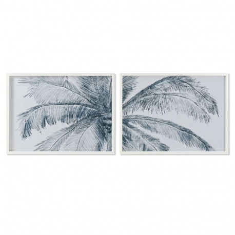 Maal Home ESPRIT Sinine Valge Palmid Vahemere 80 x 2 x 60 cm (2 Ühikut)