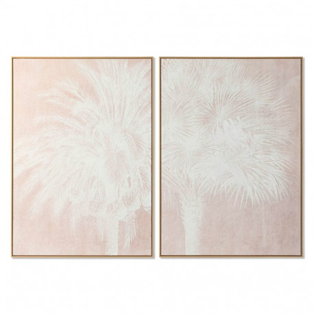 Glezna Home ESPRIT Balts Bēšs Plaukstas Tropiskais 100 x 4 x 140 cm (2 gb.)