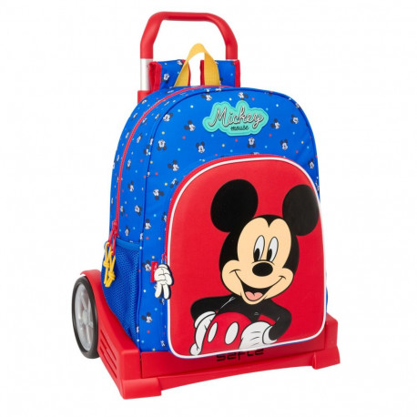 School Rucksack with Wheels Mickey Mouse Clubhouse Good day Blue 33 x 42 x 14 cm