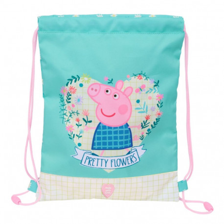 Backpack with Strings Peppa Pig Pretty flowers Yellow Mint 26 x 34 x 1 cm