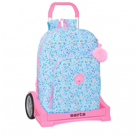 School Rucksack with Wheels Vicky Martín Berrocal Paraíso Blue Pink 30 x 46 x 14 cm