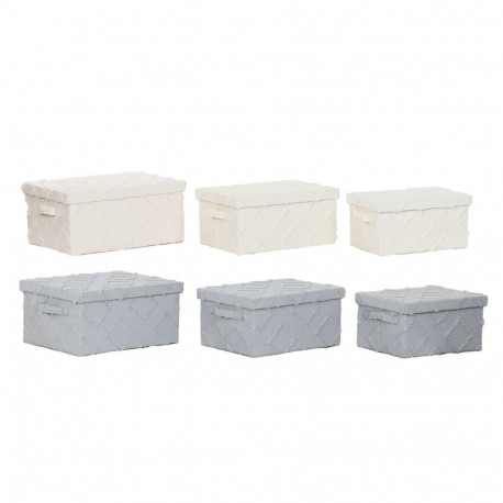 Dekoratiivsete karpide komplekt Home ESPRIT Hall Kreemikas 40 x 30 x 20 cm 3 Tükid, osad (2 Ühikut)