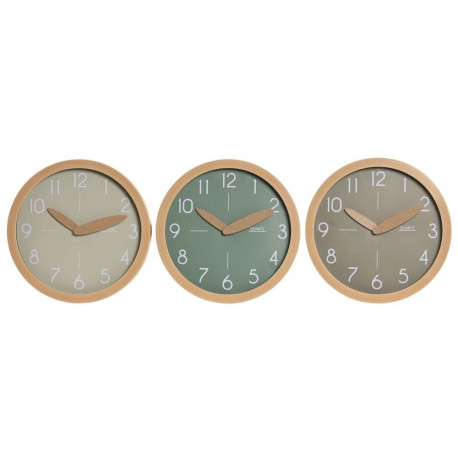 Wall Clock Home ESPRIT Brown Green Grey polystyrene 30 x 4 x 30 cm (3 Units)
