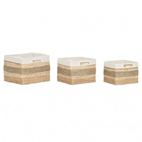 Korvikomplekt Home ESPRIT Naturaalne Merihein Troopiline 40 x 33 x 28 cm 3 Tükid, osad