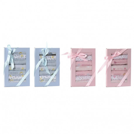 Bib Set Home ESPRIT Blue Pink Cotton 19 x 29 x 3 cm (4 Units)