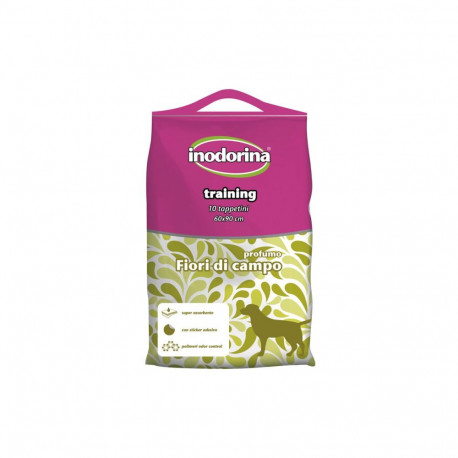 Puppy training pad Inodorina Training Wild Flower 60 x 90 cm White Textile (10 Units)