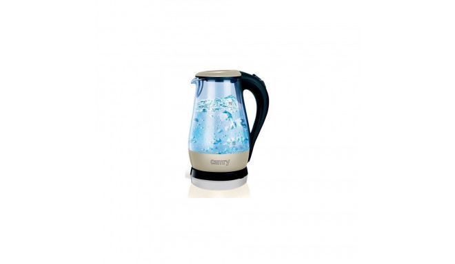 Camry CR 1251 Standard kettle, Glass, Glass/Black, 2000 W, 360 rotational base, 1.7 L