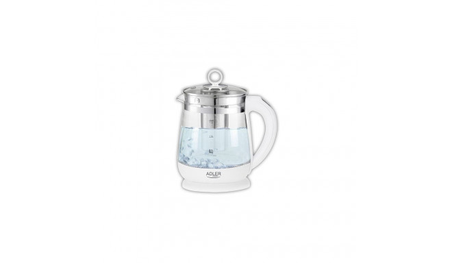 Adler Kettle AD 1299 Electric, 2200 W, 1.5 L, Glass/Stainless steel, 360 rotational base, White