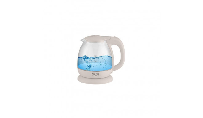 Adler Kettle AD 1283C Electric, 900 W, 1 L, Glass/Stainless steel, 360 rotational base, Cream