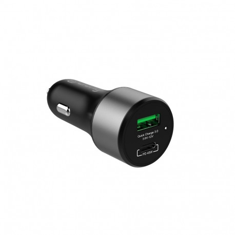 Car charger USB-C PD 45W + USB QC 3.0 18W black