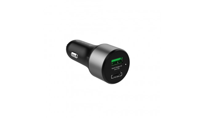 Car charger USB-C PD 45W + USB QC 3.0 18W black