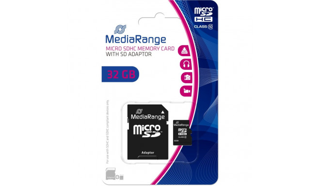 "CARD 32GB MEDIARANGE MicroSDHC Klasse 10 45 MB/s 15 MB/s"