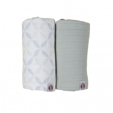 Lodger Swadler ühevärviline matcha puuvillane mähkmetekk piparmünt/sinine Fogg 110x110 cm 2 tk SW 11