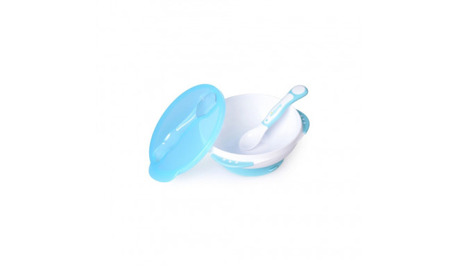 Kidsme bowl with suction cup lid and thermo spoon Aquamarine from 9 months 9832AQ