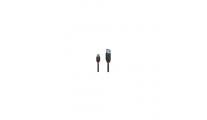 Lindy USB 3.1 Typ A ja C kaabel 3A Black Line 0.5m