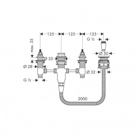 Hansgrohe 13244180 4-osaline vannitoa segisti