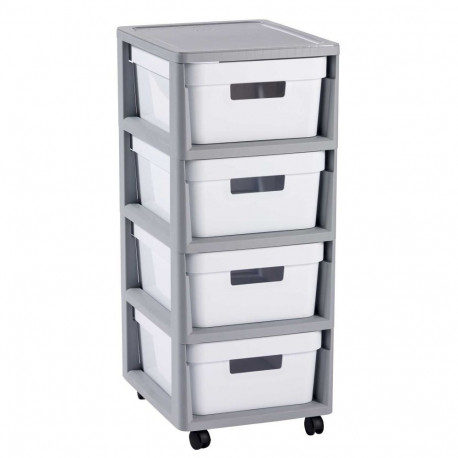 Infinity Chest on wheels with 4 boxes 11L 30x36x69cm grey|white