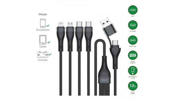 4smarts USB-kaabel USB-A + USB-C - 2x USB-C + Lightning + microUSB 1,2 m must (541023)