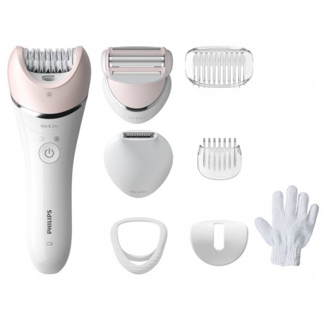 Philips BRE721/00 8000 Series Wet and Dry Epilator White, Pink