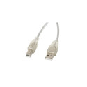 Lanberg CA-USBA-12CC-0030-TR USB-kaabel USB 2.0 3 m USB B läbipaistev