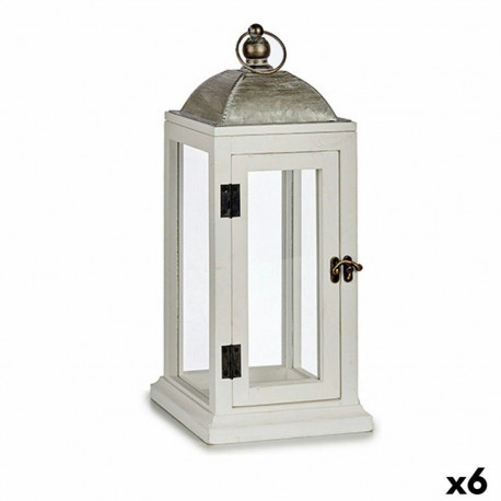 Фонарь Sudrabains Metāls Koks Balts (18 x 43 x 18 cm) (6 gb.)