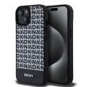 DKNY - DKNY PU Leather Repeat Pattern Bottom Stripe MagSafe Case for iPhone 15 Black