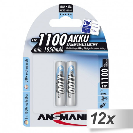 12x2 Ansmann NiMH bat. 1100 Micro AAA 1050 mAh