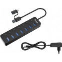 "Equip USB-Hub 7-Port 3.2 ->7x3.2 5Gbps m.Netzteil sw"