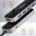 AXAGON HMC-6H4A USB-hub 4x USB-A + HDMI USB-C 3.2 Gen 1 PD 100W - 20 cm USB-C-kaabel