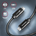 AXAGON BUCM432-CM10AB USB-C to USB-C kaabel USB4 Gen 3 x 2 1m PD 100W 8K HD ALU punutud – must
