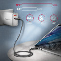 AXAGON BUCM432-CM10AB USB-C to USB-C kaabel USB4 Gen 3 x 2 1m PD 100W 8K HD ALU punutud – must