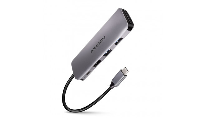 AXAGON HMC-5 USB-C-hub 2x USB-A HDMI 2x USB-C 3.2 Gen 1 1x SD 1x microSD hõbedane