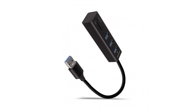 AXAGON HMA-CR3A 3x USB-A + SD/microSD USB3.2 Gen 1 metall hub 20cm USB-A kaabel