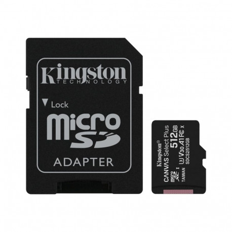 Kingston | Canvas Select Plus | 512 GB | Micro SD | Flash memory class 10 | SD adapter