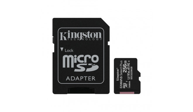Kingston | Canvas Select Plus | UHS-I | 256 GB | MicroSDXC | Flash memory class 10 | SD Adapter