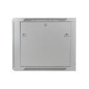 Wall-mounted network cabinet 19" 9U rack 600x450, door pane, grey, not folded, 60kg