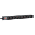Intellinet 19" 1U Rackmount 9-Way EU 2-pin (CEE 7/3) PDU, 16A, On/Off, Built in 2m EU 2-pin (CEE 7/3