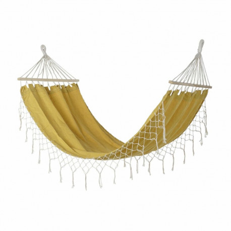 Hammock DKD Home Decor Ookerkollane Polüester Puuvill Mänd Narmad (255 x 80 x 28 cm)