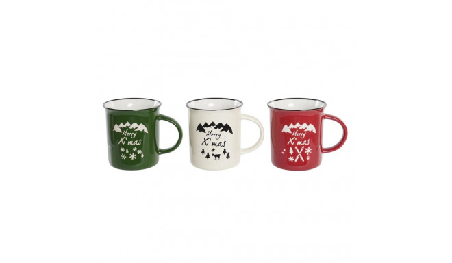 Mug DKD Home Decor Porcelain Stoneware (330 ml) (3 Units)
