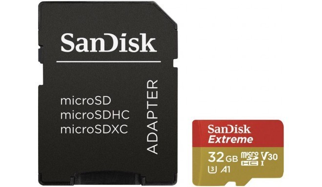 SanDisk mälukaart microSDHC 32GB Extreme V30 A1 + adapter