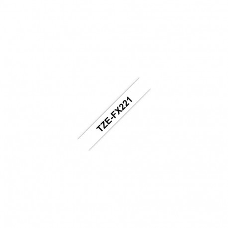 Brother TZe-FX221 Flexible ID Laminated Tape Black on White, TZe, 0.9 cm, 8 m