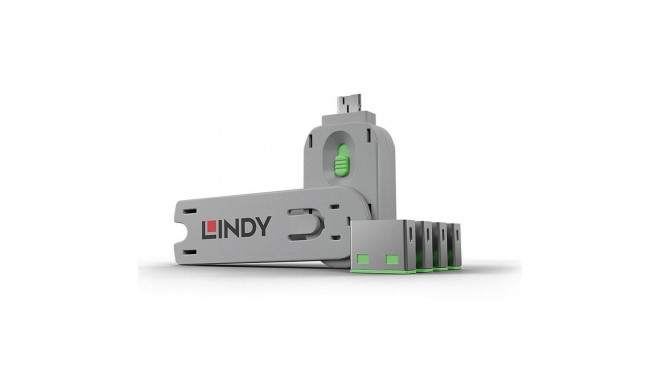 LINDY USB PORT BLOCKER 4PACK/GREEN 40451